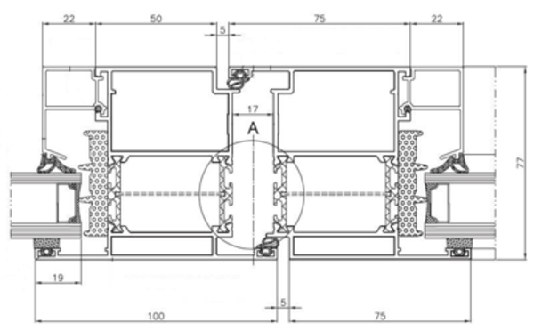 STOLMA Zeichnung von der Aluminium Haustür MB 86
