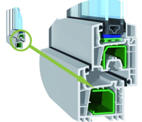 Detailansicht vom Salamander Steamline 76 Fenster