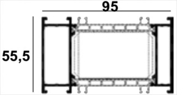 technische Zeichnung einer Verbreiterung 55,5mm