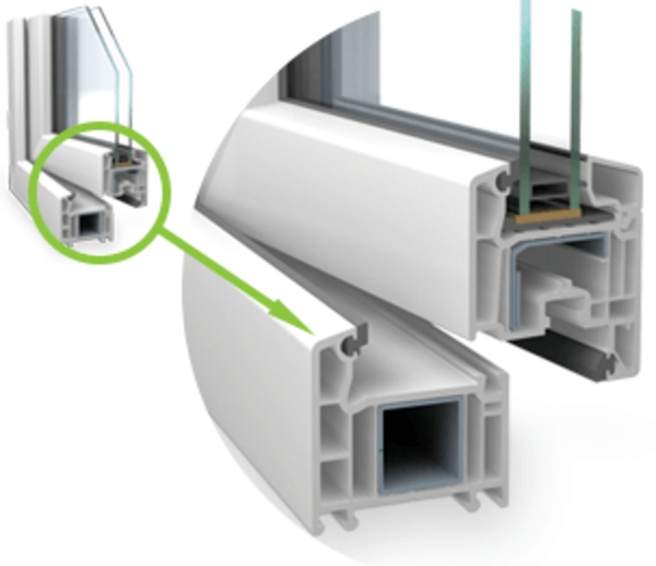 Seitliches Produktbild vom Fenster VEKA Softline 70