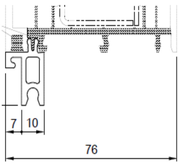 Technische Zeichnung von STOLMA Salamander Fensterbankanschlussprofil 20mm - FBA Nr. 416148 - Schnitt