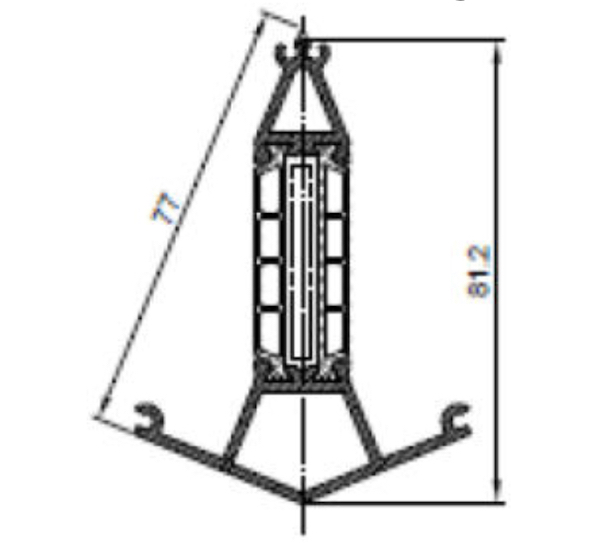 Technische Zeichnung von STOLMA Aluprof MB 86 N Kopplung 135° - Nr. K528604X Schnitt