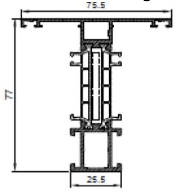Technische Zeichnung von STOLMA Aluprof MB 86 N Querriegel - Nr. K528604X Schnitt