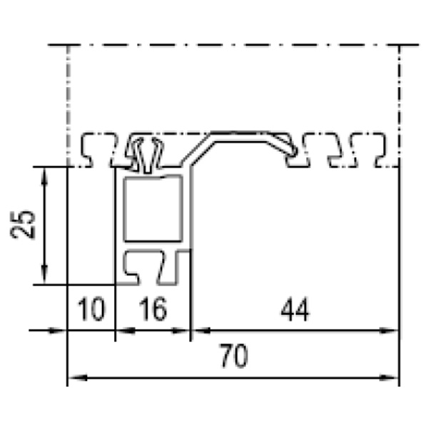 Technische Zeichnung von STOLMA Aluplast Fensterbankanschlussprofil 25mm - FBA Nr. 120206 - Anschlusssituation Schnitt