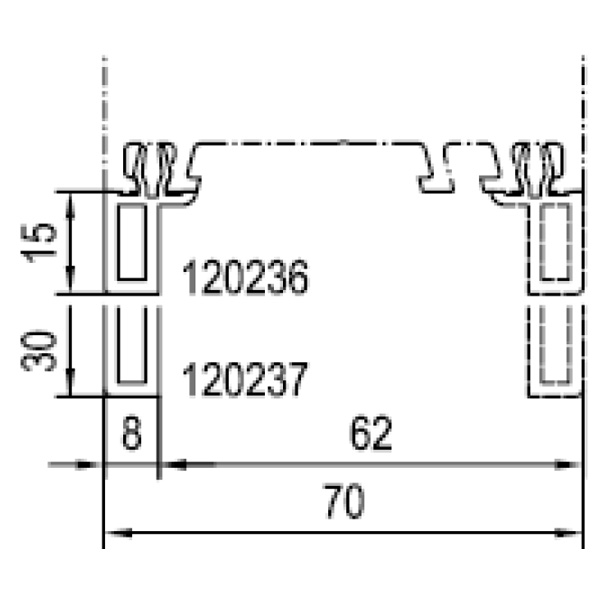 Technische Zeichnung von STOLMA Aluplast Fensterbankanschlussprofil 30mm - FBA Nr. 120237 - Anschlusssituation Schnitt