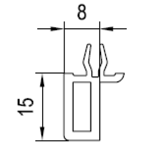Technische Zeichnung von STOLMA Aluplast Fensterbankanschlussprofil 15mm - FBA Nr. 120236 Schnitt