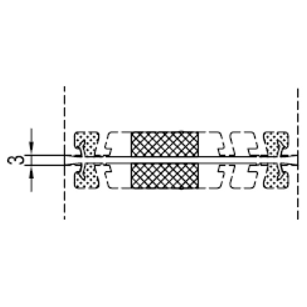 Technische Zeichnung von STOLMA Aluplast Kopplungsprofil H Anschlusssituation - Kopplung Nr. 140203 Schnitt