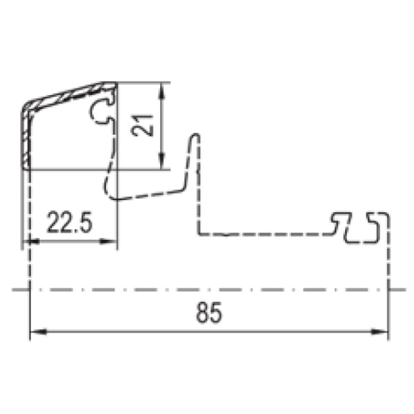 Technische Zeichnung von STOLMA Aluplast Trittschutz Alu - Nr. 287301 Schnitt