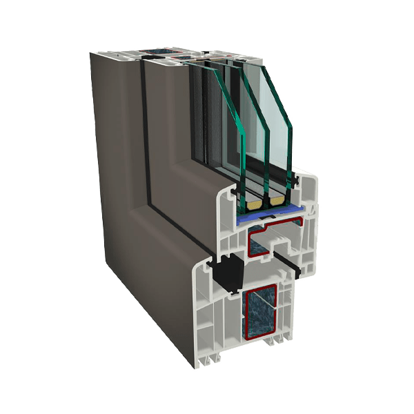 Profil eines Gealan S 9000 braunen Fenster