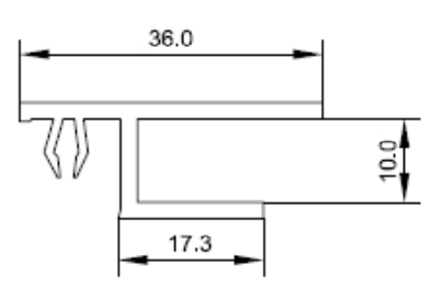 Technische Zeichnung von STOLMA Gealan S 8000 Fenster Zubehör - innere Traverse - Nr. 3345 Schnitt