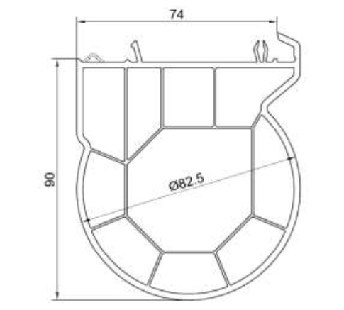 Technische Zeichnung von STOLMA Gealan S 8000 Fenster Zubehör - Rohrkupplung - Nr. 2233 Schnitt