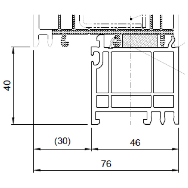 Technische Zeichnung von STOLMA Salamander Balkonanschlussprofil 40mm - BA Nr. 416146 - Schnitt
