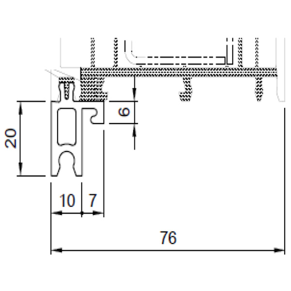 Technische Zeichnung von STOLMA Salamander Fensterbankanschlussprofil 20mm - FBA Nr. 406105 - Schnitt