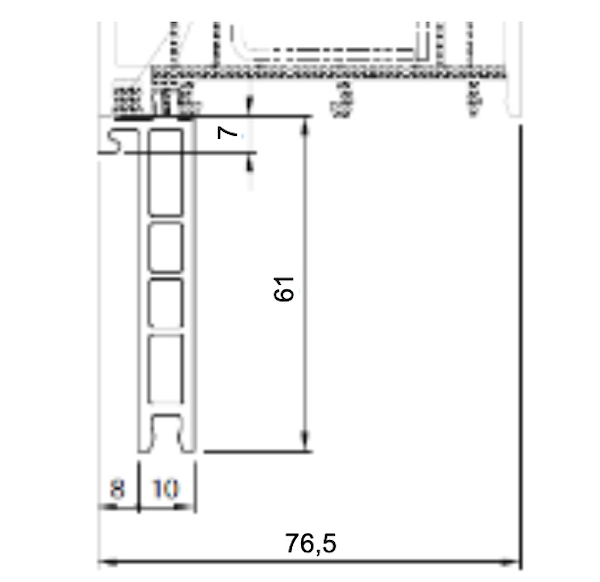 Technische Zeichnung von STOLMA Salamander Fensterbankanschlussprofil 60mm - FBA Nr. 416147 - Schnitt