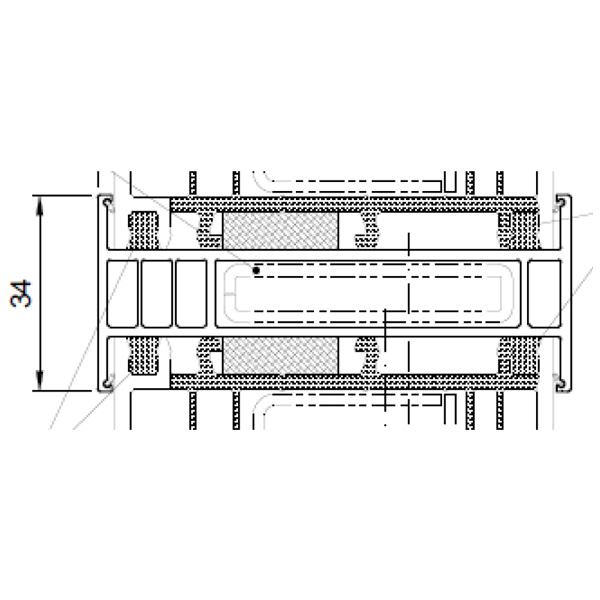Technische Zeichnung von STOLMA Salamander Kopplung - Statikkopplung 15mm + Stahlprofil - Kopplung Nr. 416273 - Verstärkung Nr. 405015 - Schnitt