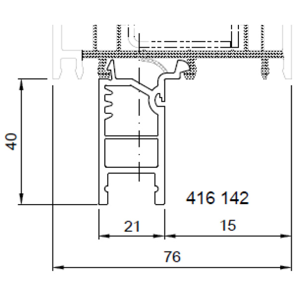 Technische Zeichnung von STOLMA Salamander Steinbankanschlussprofil 40mm - FBA Nr. 416142 - Schnitt