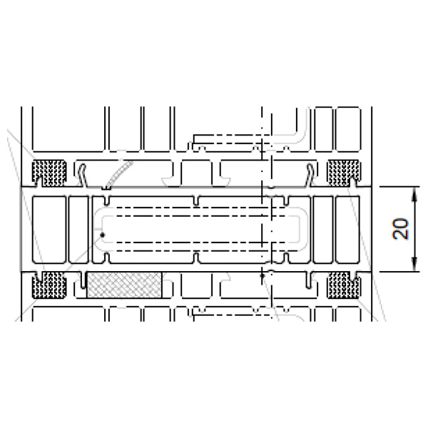 Technische Zeichnung von STOLMA Salamander Kopplung - Statik-Kopplung 20mm - Kopplung Nr. NP8120 - Verstärkung Nr. 405015 - Schnitt