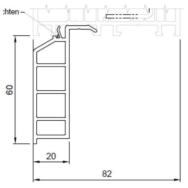 Technische Zeichnung von STOLMA Salamander Steinbankanschlussprofil 60mm - FBA Nr. NP0380 - Schnitt