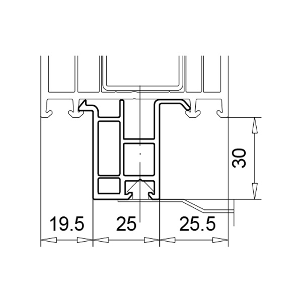Technische Zeichnung von STOLMA VEKA Fensterbankanschlussprofil - Fensterbankanschlussprofil 30mm - FBA Nr. 110071 - Schnitt