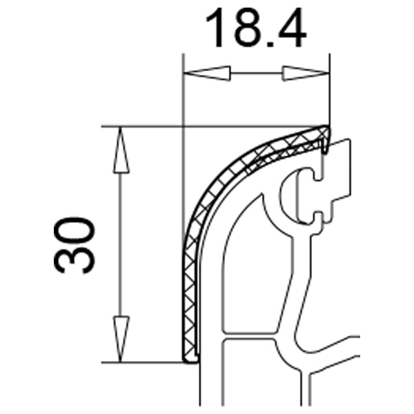 Technische Zeichnung von STOLMA VEKA Swingline Zubehör - Trittschutz - Trittschutz Nr. 104289 - Schnitt