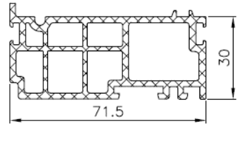 Technische Zeichnung von STOLMA Aluminium 104 Haustür - Unterbauprofil - Unterbauprofil Nr. 009205 Schnitt
